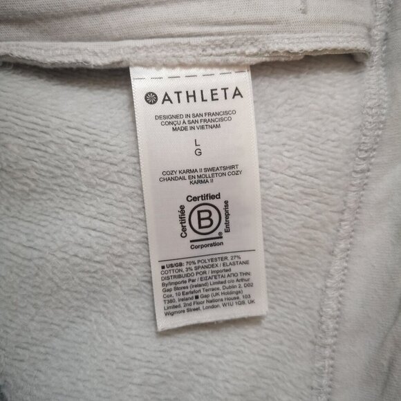 Athleta Ladies Size Large Light Grey Fleece Lined Straight Fit Sweat Top - Picture 6 of 13